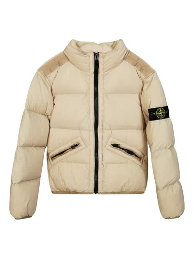 Stone Island Kids' Compass-badge Padded Coat In Gold
