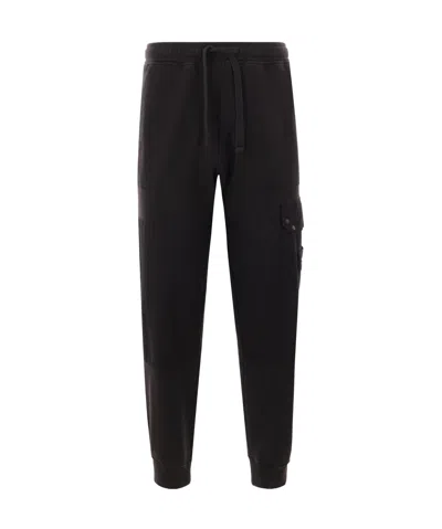 Stone Island Compass-badge Panelled Track Pants In Black