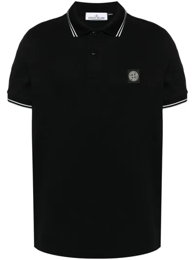 Stone Island Short Sleeve Slim Polo In Blue