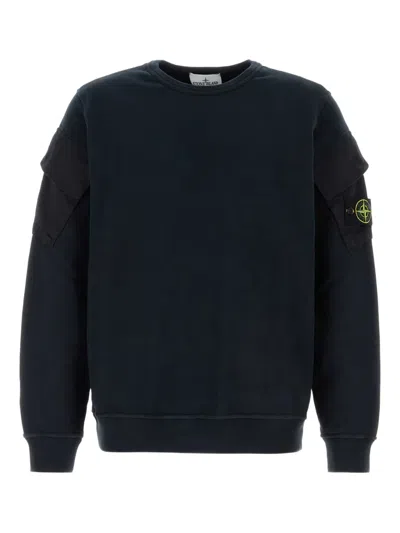 Stone Island Compass-badge Pocket-detail Sweatshirt In Blue