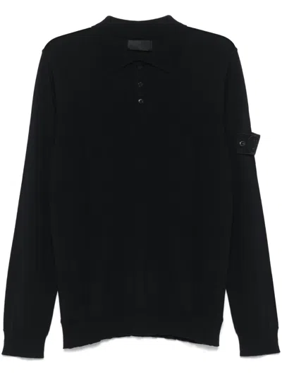 Stone Island Compass-badge Polo Shirt In Blue