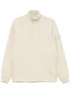 Stone Island Half-snap Sweatshirt With Pocket And Ribbed Iays In Neutrals