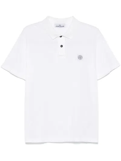 Stone Island Compass Badge Polo Shirt In White