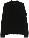 Stone Island Compass-badge Polo Sweater In Black