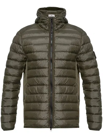 Stone Island Compass Badge Puffer Jacket In Miltagreen