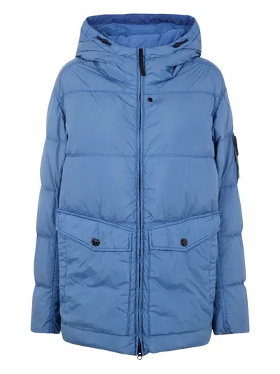 Stone Island Compass-badge Puffer Jacket In Blue
