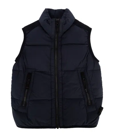 Stone Island Compass-badge Quilted Gilet In Blue