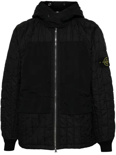 Stone Island Compass-badge Quilted Jacket In Black