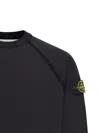 Stone Island Oversized Crewneck Sweatshirt In Brushed Organic Cotton In Black