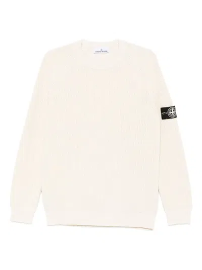STONE ISLAND COMPASS-BADGE RIBBED-KNIT SWEATER