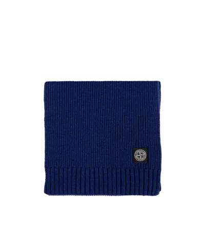 Stone Island Compass-badge Scarf In Blue