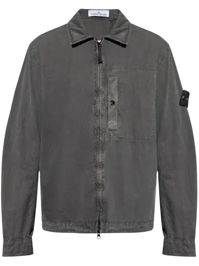 Stone Island Compass Badge Shirt In Grey