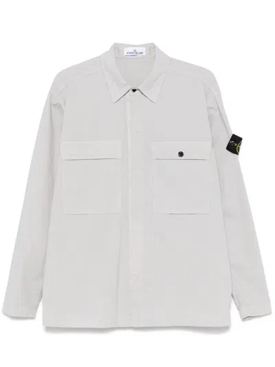 Stone Island Compass-badge Shirt In Grey