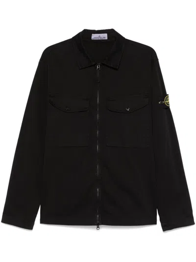 Stone Island Compass-badge Shirt Jacket In Black