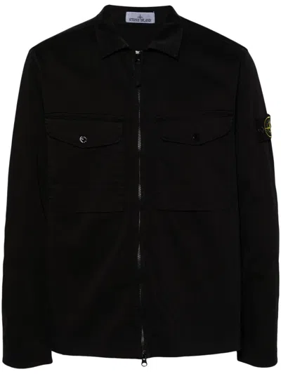 Stone Island Compass-badge Gabardine Jacket In Black