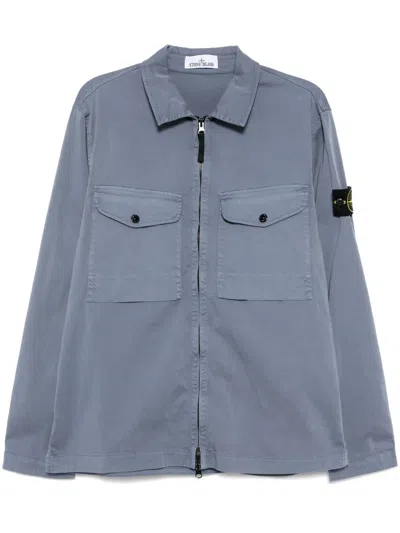 Stone Island Compass-badge Shirt Jacket In Blue