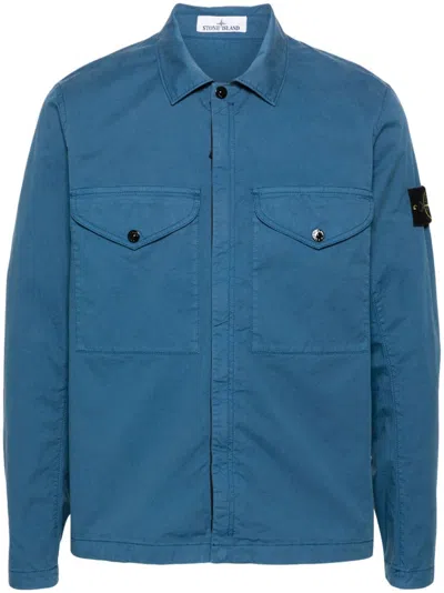 Stone Island Compass-badge Shirt Jacket In Navy