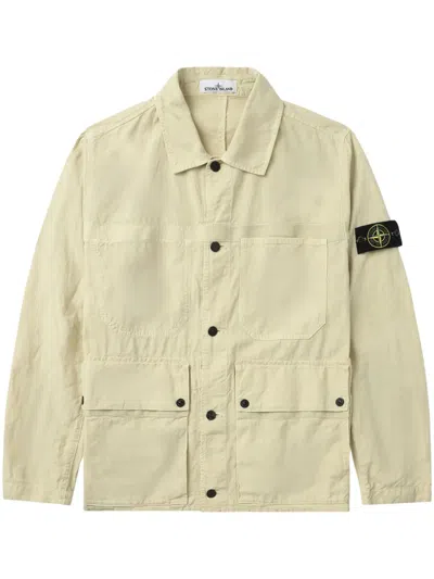 Stone Island Compass-badge Shirt Jacket In Neutrals