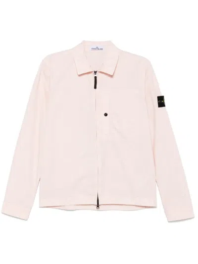 Stone Island Compass-badge Shirt Jacket In Pink