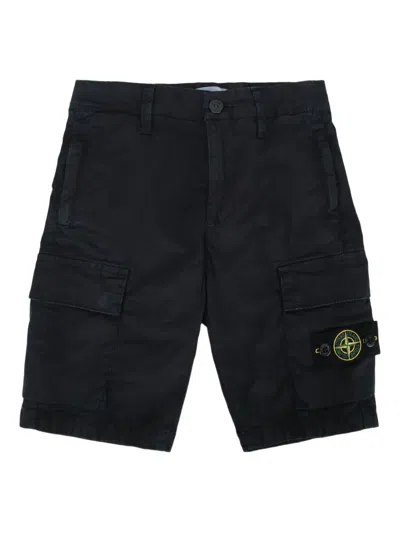 Stone Island Kids' Logo-patch Track Shorts In Black