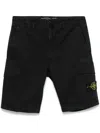 Stone Island Cargo Shorts With Compass Badge In Black