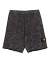Stone Island Textured Black Shorts With Drawstring Waistband And Functional Pockets In Black