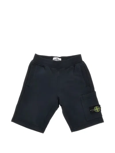Stone Island French Terry Cargo Shorts Kids In Black