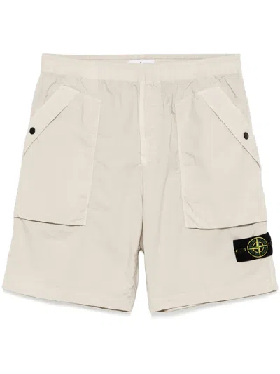 Stone Island Compass-badge Shorts In Neutrals