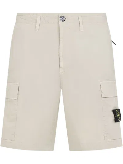 Stone Island Cargo Pockets Cotton Shorts With Logo Patch In Beige