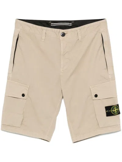 Stone Island Compass-badge Shorts In Neutrals
