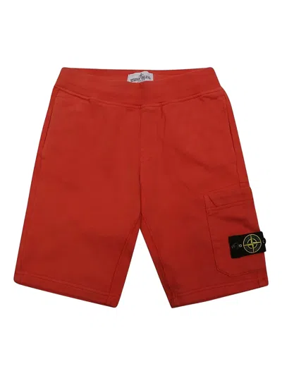 Stone Island Kids' Compass-badge Shorts In Red