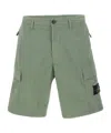 Stone Island Compass-motif Cargo Shorts In Sage