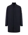 Stone Island Compass-badge Single-breasted Coat In Blue