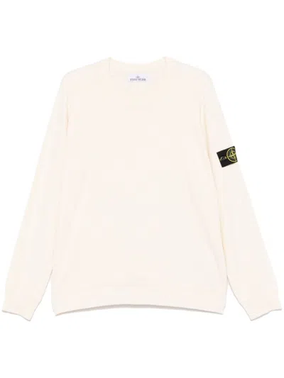 Stone Island Beige Long-sleeved Sweater With Distinctive Logo Patch In Neutrals