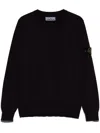 Stone Island Logo-appliquéd Garment-dyed Cotton-jersey Sweatshirt In Black