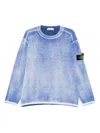 Stone Island Men's Raw Hand Light Cotton Crewneck Jumper With Airbrushed Interior Sweater In 蓝色