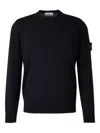 Stone Island Lightweight Wool Crew Neck Pullover In Blue