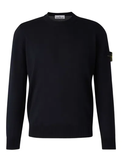 Stone Island Lightweight Wool Crew Neck Pullover Clothing In Black