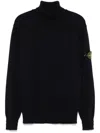 Stone Island Black 505a2 Winter Cotton Turtleneck In 蓝色