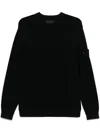 Stone Island Compass-badge Polo Sweater In Black
