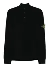 Stone Island High-neck Sweater With Button Closure In Black