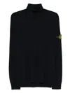 Stone Island Ribbed Wool Turtleneck Sweater Clothing In Black