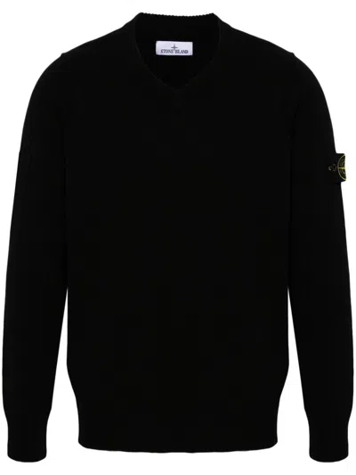 Stone Island Compass-badge Sweater In Black