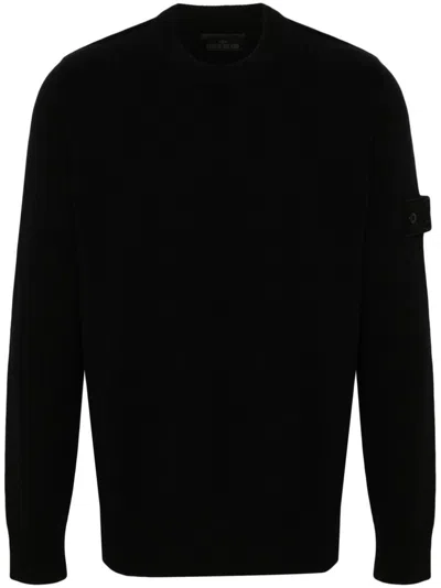 Stone Island Compass-badge Sweater In Black