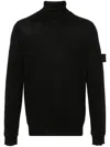 Stone Island Ribbed Turtleneck Sweater Long Sleeves In Black
