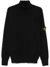 Stone Island Black 505a2 Winter Cotton Turtleneck In Black