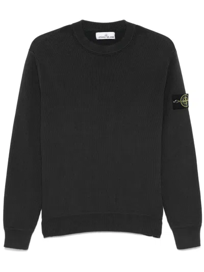 Stone Island Compass-badge Sweater In Black