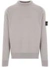 Stone Island Fancy Yarn Crewneck Jumper With Brushed Texture In Gray