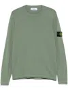 Stone Island Cotton Long Sleeves Sweater In Military Green With Logo In Grün