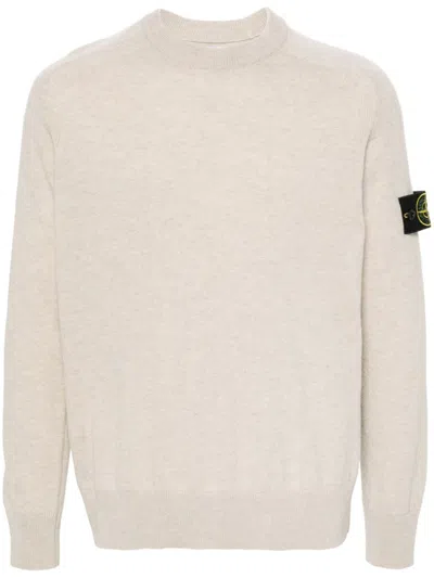 Stone Island Compass-patch Cotton Sweatshirt In Gray